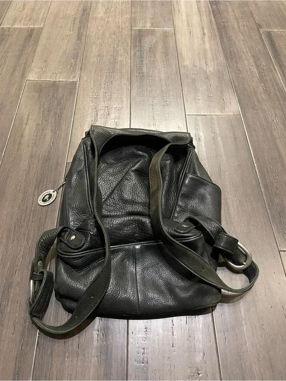 Ellington Leather Goods Black Leather Backpack Convertible Shoulder Bag Vintage